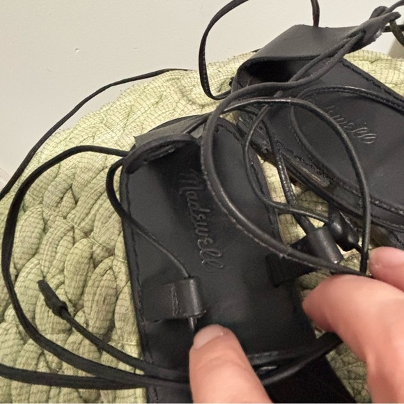 Madewell The Boardwalk Matte Black Leather Lace-Up Flat Sandal Size 9.5 - Picture 9 of 11